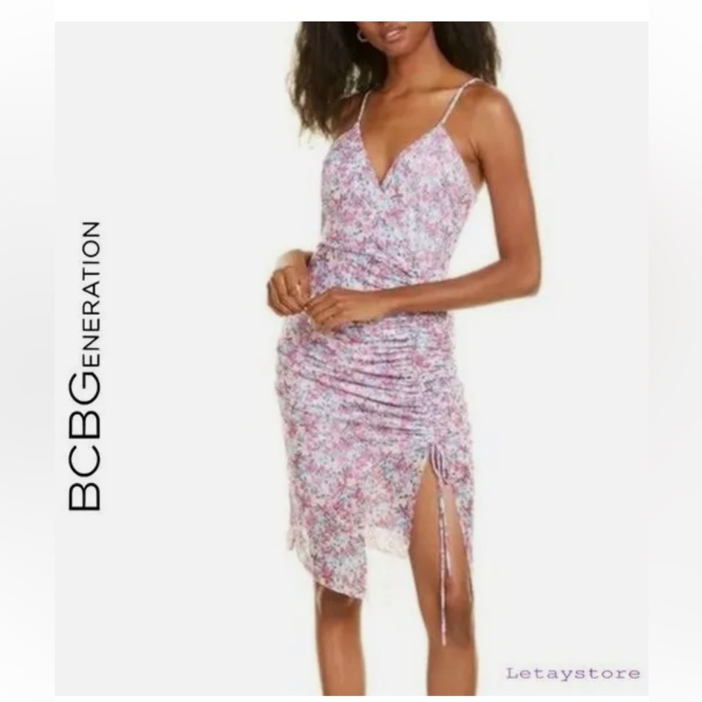BCBG- Floral strappy dress. Worn once. Sz. 10